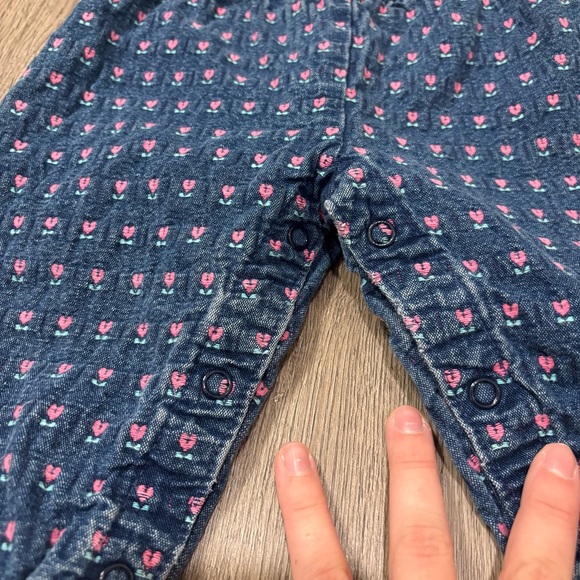 Vtg‎ Oshkosh B’gosh Bubble Overalls Vestbak Denim Pink Flowers 6-9m Made In USA - Picture 3 of 7